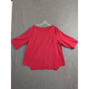 Shein Curve Blouse3/4 Sleeve Detail Red Womans Size 3XL